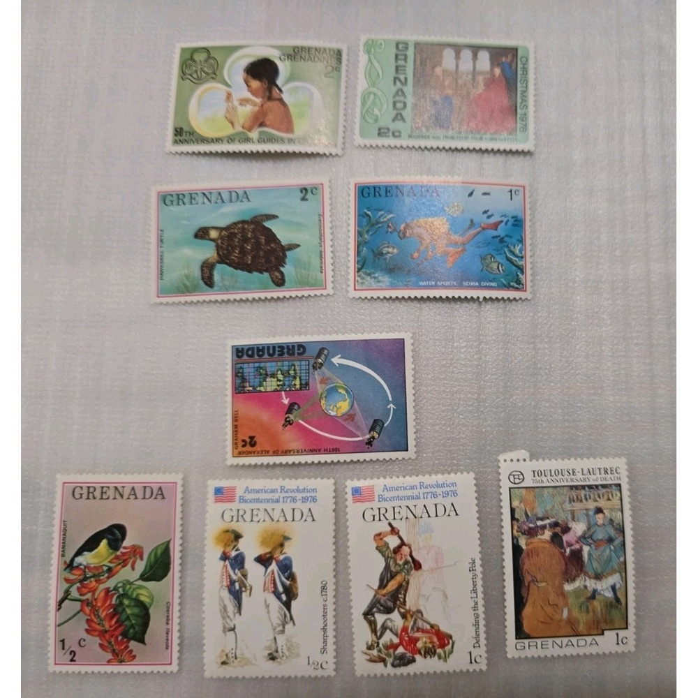 1976 Collection Of 9 Grenada Postage Stamps